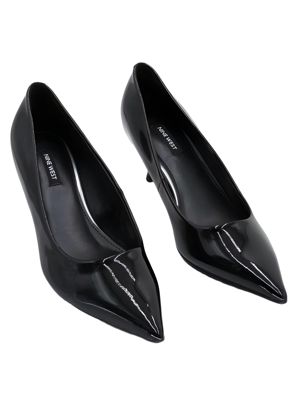 Nine West Womens Sisko Tapered Toe Black Patent Pumps 2" Kitten Heel Size 9.5M